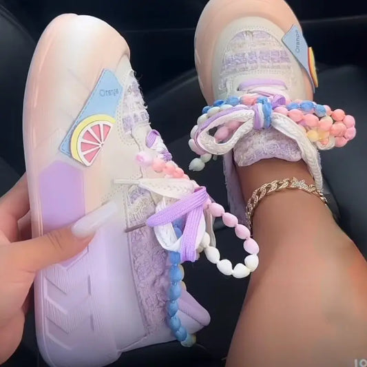 Comfortable Tenis Mujer Walking Shoes White Sneakers